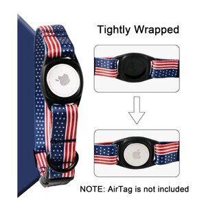 Airtag Dog Collar Summer 4th of July Dog Collar with Apple Airtag Holder Medium